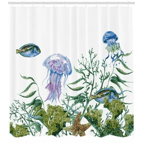 1//3//4 PCS Jellyfish Bathroom Shower Curtain Bath Curtains Rugs Toilet Seat Cover